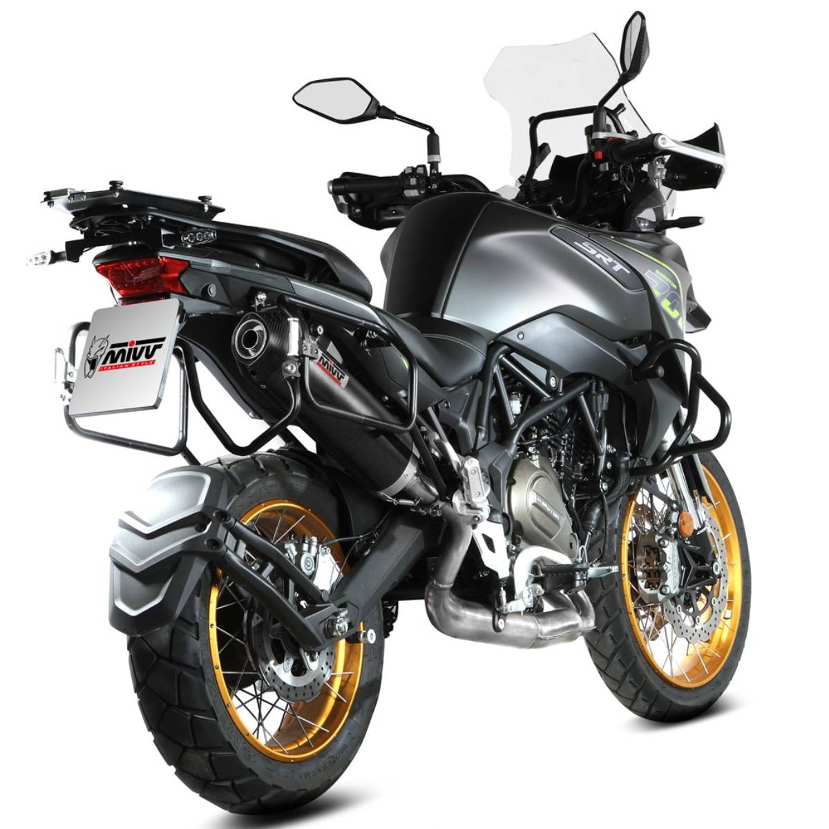 Escape Mivv OVAL negro con tapa de carbono QJ Motor SRT 700 / X 2024